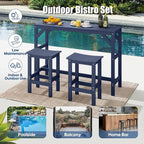 3Pcs HIPS Outdoor Patio Bar Set, All Weather HIPS Bar Table and Chairs Set - Image 7