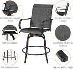 Yaheetech Patio Swivel Barstools Outdoor Chairs Set of 4, High Bistro Stools - Image 5