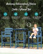 SERWALL Tall Adirondack Chairs Set of 2, Oversize Balcony Adirondack Chairs Set - Image 6