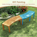Tangkula Outdoor Curved Bench, Acacia Wood Fire Pit Bench w/Slatted Seat - Image 9