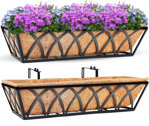 24in 2pcs Planter Box with Coco Liner, Rust-Resistant Metal Frame, Hydration by LAWYAMAI