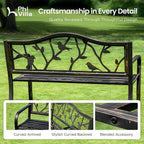 PHI VILLA Outdoor Garden Park Bench Patio 50" Metal Bench, Steel Frame Bench - Image 9