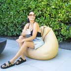 Big Joe Tuffet Weatherproof Bean Bag Chair, Natural Basket Weave, Breathable - Image 2