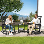SERWALL HDPE Outdoor Rocking Chair Set of 2, Patio Rocking Chairs, All-Weather - Image 2