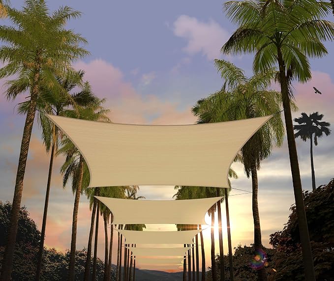 Amgo 16' x 20' Beige Rectangle Sun Shade Sail Canopy Awning UPF50+ AGTAPR1620 by Amgo