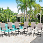 Vongrasig 6 Piece Patio Swivel Bar Chairs, All Weather Metal Textile High - Image 2