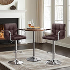 Yaheetech Bar Stools Set of 2, Adjustable PU Leather Swivel Barstools, Modern - Image 5