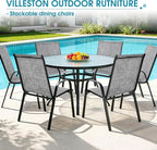 Outdoor Stackable Chairs Set of 6, Stacking Patio Chairs - Image 7