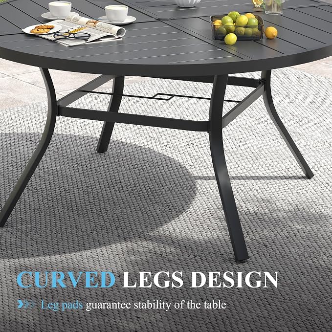 VICLLAX Patio Table and Chair Set of 10, All Weather Metal Round Outdoor Dining - Image 6
