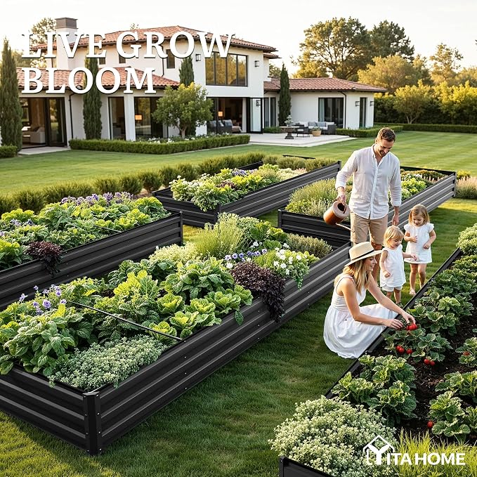 YITAHOME 12x4x1ft 2pcs Large Raised Garden Bed Kit, Galvanized Metal Planter Box - Image 3