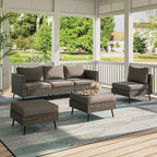LAUSAINT HOME Outdoor Patio Furniture, 6 Piece Outdoor Sectional Sofa PE Rattan - Image 2