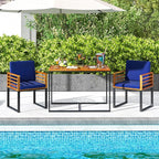 Tangkula 3 Piece Outdoor Dining Set, 2 Acacia Wood Armchairs - Image 3