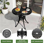 30.31" Outdoor Patio Dining Table, Cast Aluminum Patio Table, Patio Bistro Table - Image 4