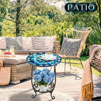 Outdoor Side Table Round Small Mosaic Patio Accent Indoor End Plant Coffee Tea - Image 6