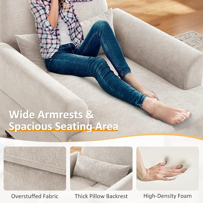 Chaise Lounge Chair Indoor Set of 2, Oversized Accent Chair - Image 4