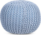 BIRDROCK HOME Round Pouf Ottoman | Cotton Braided Foot Stool - Image 3