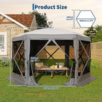11.5x11.5FT 6-Sided Pop Up Gazebo Tent，One-Push Setup Canopy Tent - Image 6