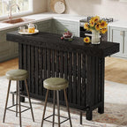 Tribesigns Black Large Home Bar Unit, 2-Tier Mini Bar Table Height Pub Table - Image 4