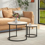 HOJINLINERO Round Coffee Table, Nesting Coffee Table Set of 2, Center Tables - Image 7