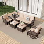 HOMREST 6 Piece Patio Furniture Set, Wicker Outdoor Conversation Sofa Set by HOMREST
