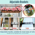 LaLaGreen Railing Planter Boxes Black Metal Rectangular Flower Boxes - Image 3