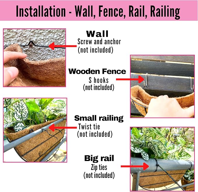 LaLaGreen Outdoor Wall Planters, 4 Pack, 14 Inch Large Balcony Planter Railings - Image 3