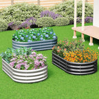 zizin 2 Pack Galvanized Raised Garden Bed Metal Oval Raised Garden Beds Outdoor - Image 5