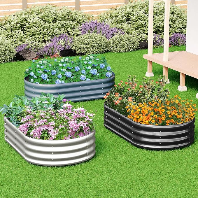 zizin Oval Galvanized Raised Garden Bed Kit 8x2x1ft Metal Planter Box - Image 7