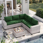 6-Piece Outdoor Patio Furniture Set Wicker Sectional Sofa Set, Patio by MuphyersPatioFurniture