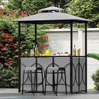 Tangkula 3-Piece Patio Bar Set, Grill Gazebo & 2 Bar Stools - Image 2