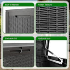 120 Gallon Outdoor Deck Box, Lockable Waterproof Outdoor Storage Boxes - Image 4