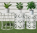 HFHOME Set of 3 Metal Outdoor Side Table, Nesting Round Coffee Table by HFHOME