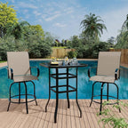 GarveeLife 2 Piece Outdoor Swivel Bar Chairs, Patio High Swivel Bar Stools - Image 9