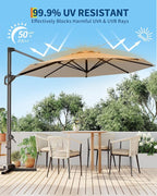 GarveeLife 10FT Patio Umbrella Outdoor Large Cantilever Umbrella Market Sun - Image 2