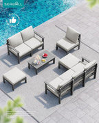 SERWALL Outdoor Coffee Table, HDPE All-Weather Patio Table, Patio Furniture - Image 8