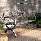 PHI VILLA 50Inch Cast Iron Steel Frame Garden Bench Patio Furniture Chair by PHIVILLAThepioneerofcomfortablehouseholdsupplies