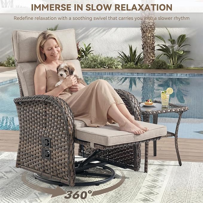 Zero Gravity Patio Swivel Rocking Recliner Chair - Image 4