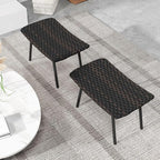 Tangkula Set of 2 Patio Ottomans, Outdoor Wicker Footrest Extra Seating - Image 7