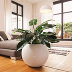 Lechuza Puro Color 50 White, Self-Watering Large Round Planter, D19.7 H15.4 in - Image 7
