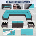 Outdoor Patio Furniture Set, 14 Pieces Outdoor Sectional Furniture Patio Sofa - Image 4