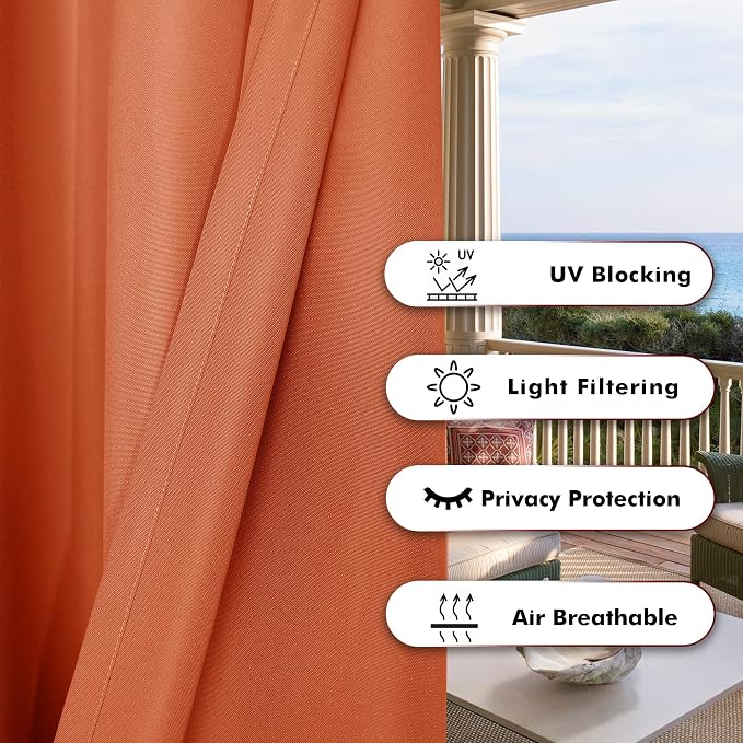 BONZER Outdoor Curtains for Patio Waterproof Thick Privacy Wide Grommet Light - Image 4