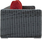 Modway Summon Wicker Rattan Outdoor Patio Sunbrella Sofa in Canvas Red - Image 3