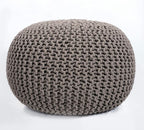 FRELISH DECOR Round Pouf Ottoman Hand Knitted 100% Cotton Pouf by FrelishDecor