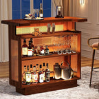 Tribesigns Rattan Home Bar Unit, Farmhouse 4-Tier Bar Table - Image 3