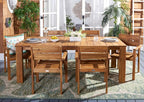 SAFAVIEH Outdoor Collection Hestia Natural Brown Acacia Solid Wood 7-Piece - Image 2