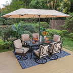 PHI VILLA Outdoor Dining Set for 6, All-Weather Patio Table and Chairs Set by PHIVILLAThepioneerofcomfortablehouseholdsupplies