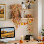 Der Rose 4Pcs Fake Fall Plants Hanging Orange Artificial Eucalyptus Plants - Image 6