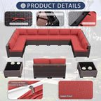 Outdoor Patio Furniture Set, 14 Pieces Outdoor Sectional Furniture Patio Sofa - Image 4