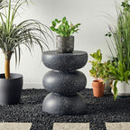 Glitzhome Outdoor Side Table Set of 2, Heavy Duty Indoor Outdoor Round Planter - Image 4