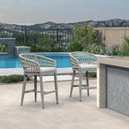 PURPLE LEAF Outdoor Rattan 24" Counter Height Bar Stools Chair Set of 2 - Image 7